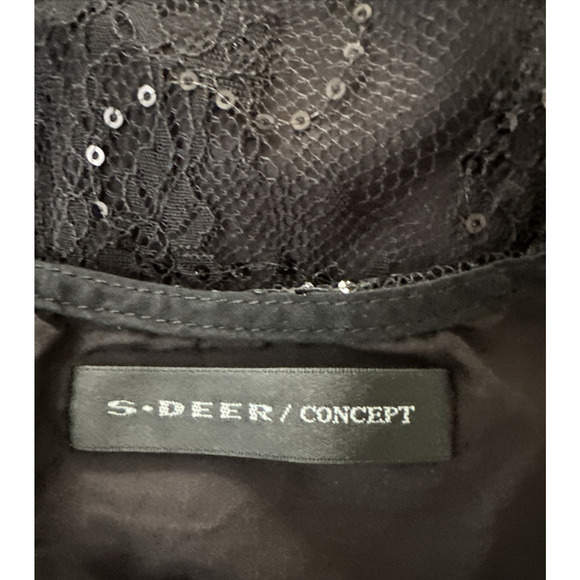 S DEER CONCEPT Top Womens Medium Black Sequin Lace Babydoll Tank Fairy Grunge - Picture 6 of 10